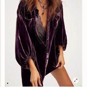 Lux velvet shirt dress